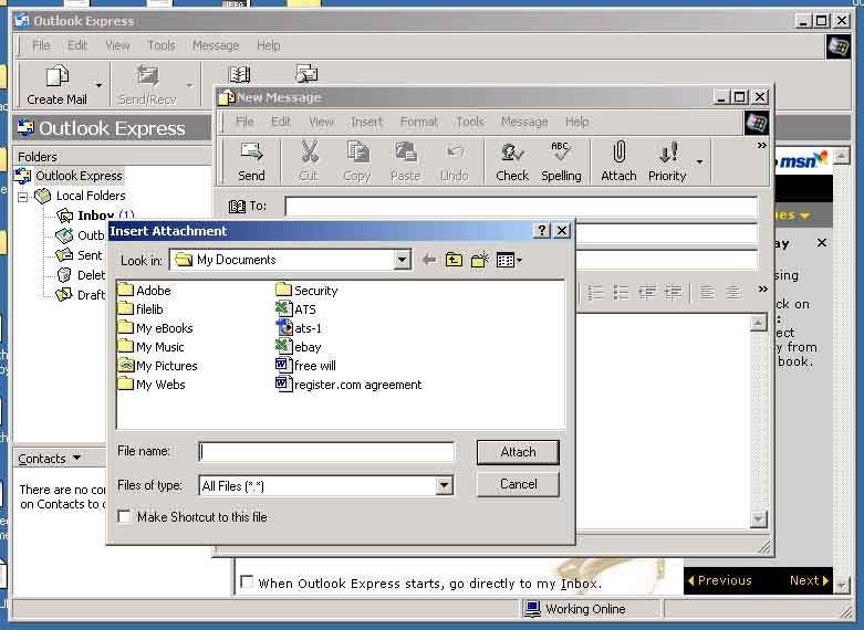Outlook Express Attach