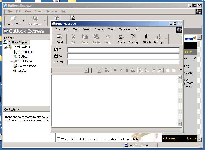 Outlook Express New Message